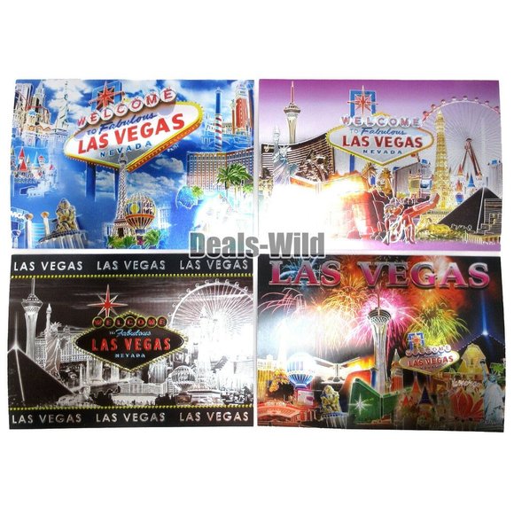 4 Stunning Metallic Foil Raised Welcome to Fabulous Las Vegas Souvenir Postcards - Picture 1 of 3